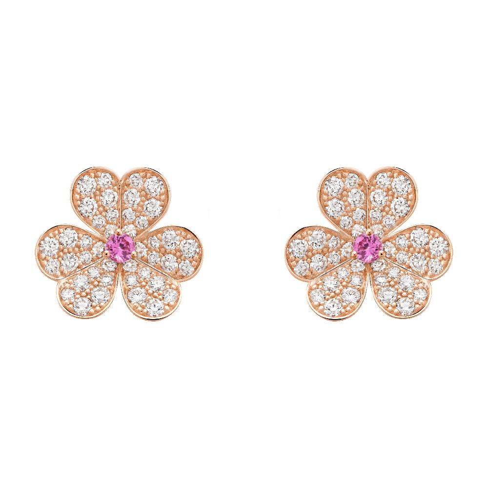[Elitejewels]FRIVOLE PINK GOLD FLOWER DIAMOND EARRINGS