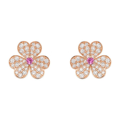 [Elitejewels]FRIVOLE PINK GOLD FLOWER DIAMOND EARRINGS