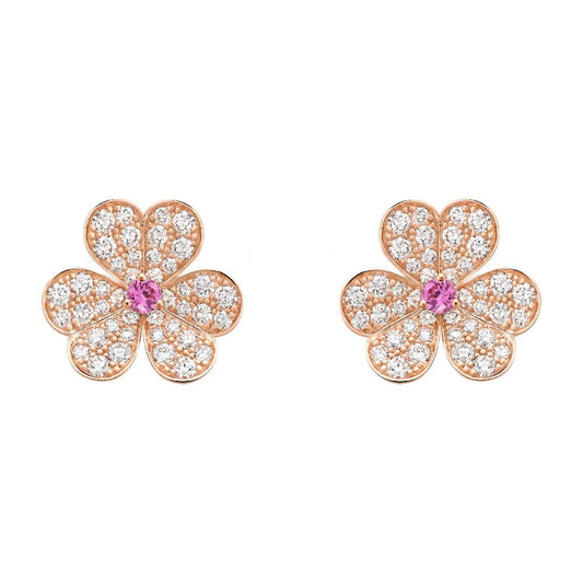 [Elitejewels]FRIVOLE PINK GOLD FLOWER DIAMOND EARRINGS