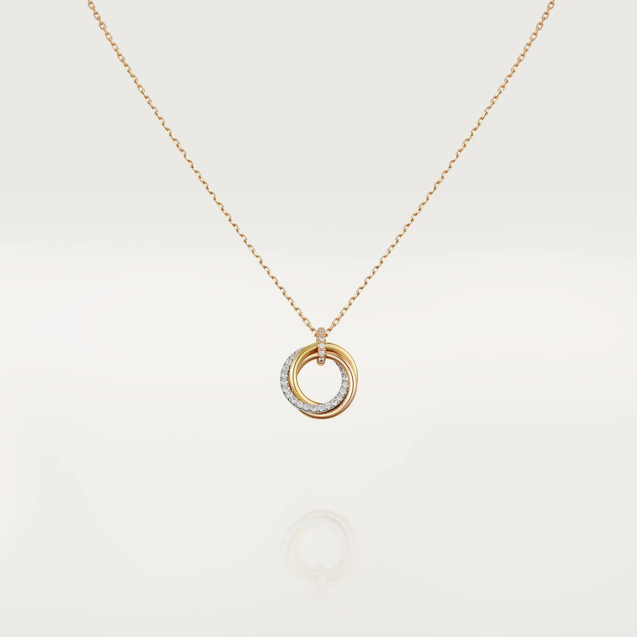 [Elitejewels]TRINITY NECKLACE SILVER GOLD PINK GOLD DIAMONDS